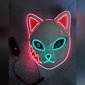 Demon Slayer Anime Neon Cat Mask with LED Lights